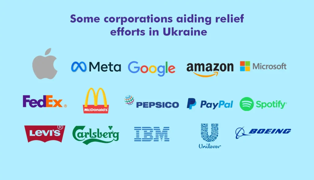 Some corporations aiding relief efforts in Ukraine
